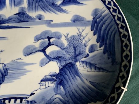 Early Japanese Arita (Imari) Blue & White Ceramic Porcelain Charger - Image 8
