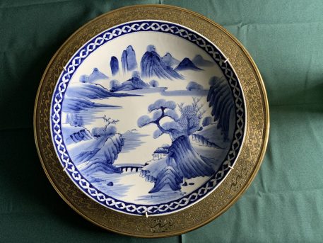 Early Japanese Arita (Imari) Blue & White Ceramic Porcelain Charger - Image 2
