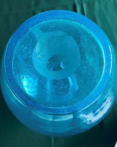 A Hand Blown, Large Turquoise Art Glass Vase - SOLD! - Image 12