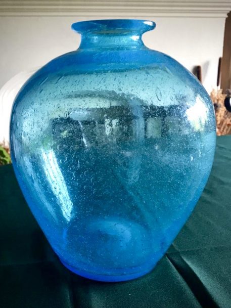 A Hand Blown, Large Turquoise Art Glass Vase - SOLD! - Image 8