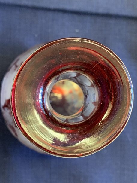 A Bohemian Red Glass Carafe With Grape Leaf Design - Image 6
