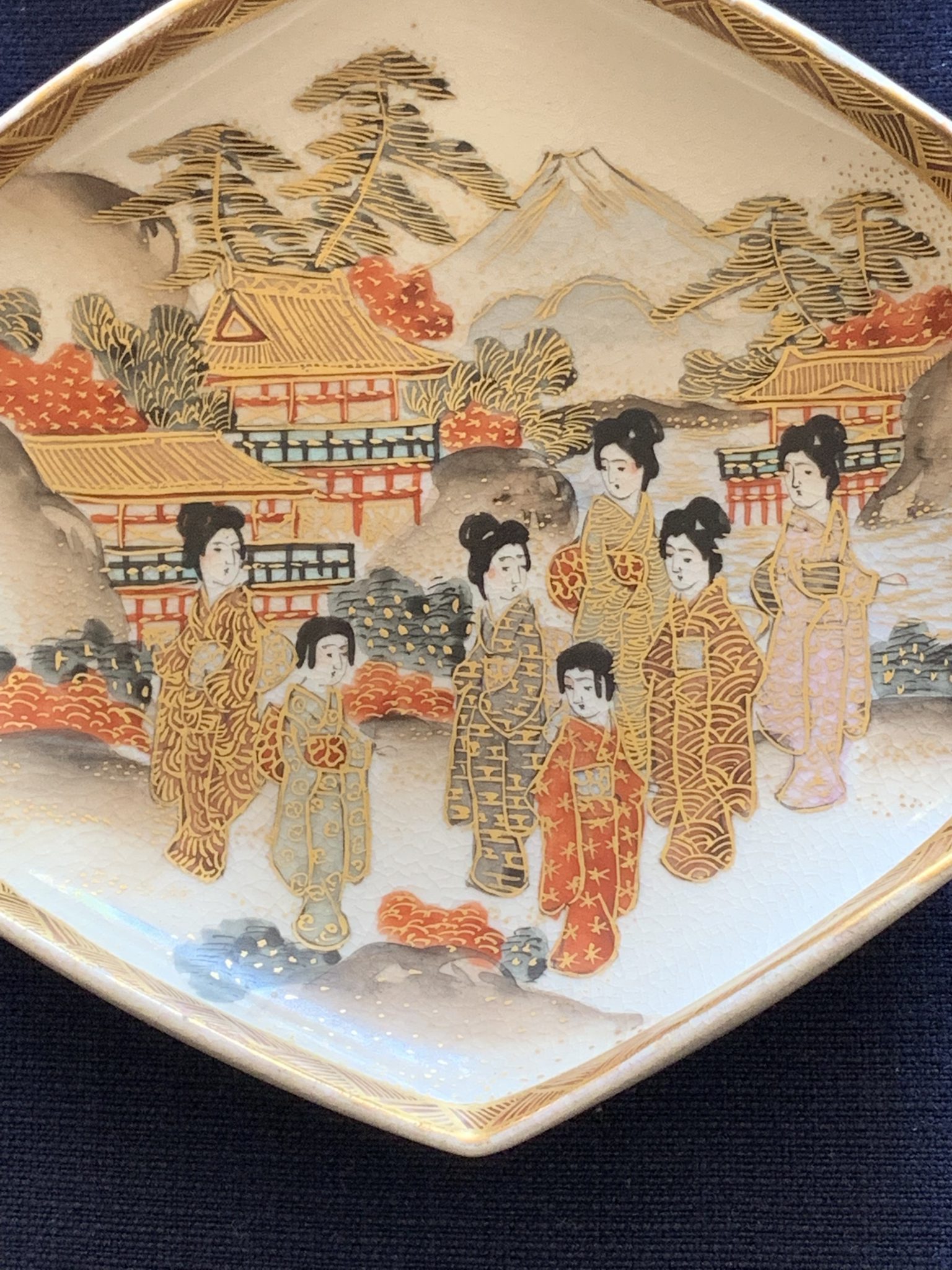 A Meiji Period Japanese Enamel Decorated & Gilded Satsuma Plate La