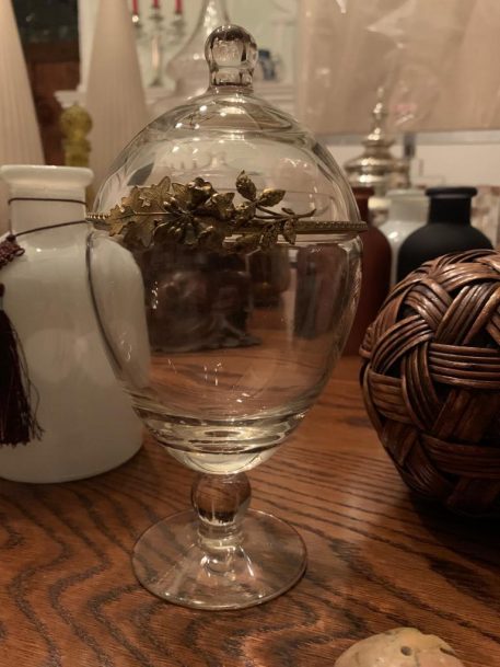 An Apothecary Glass Vase With Lid and Gilt Decoration - SOLD! - Image 5