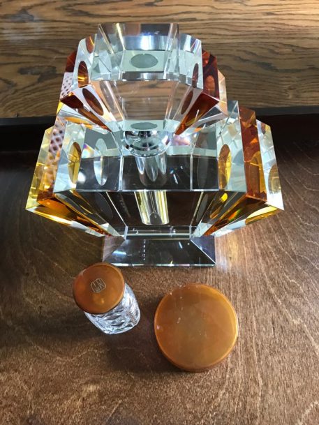 Art Deco Style Clear & Amber Crystal Perfume Bottle - SOLD! - Image 10