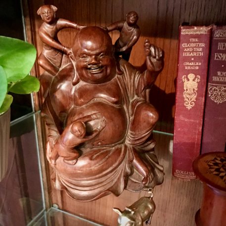 A Chinese Happy Laughing Buddha Wood Carving - Image 5