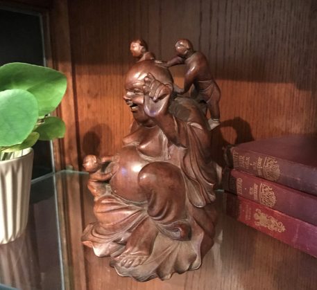A Chinese Happy Laughing Buddha Wood Carving - Image 6