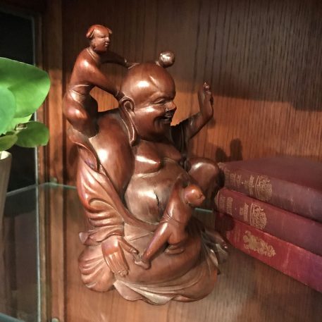 A Chinese Happy Laughing Buddha Wood Carving - Image 4