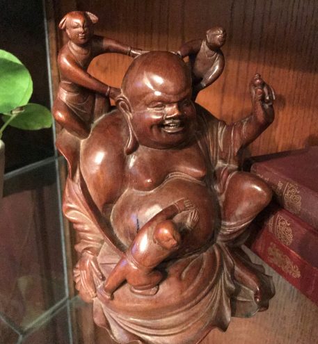 A Chinese Happy Laughing Buddha Wood Carving - Image 2
