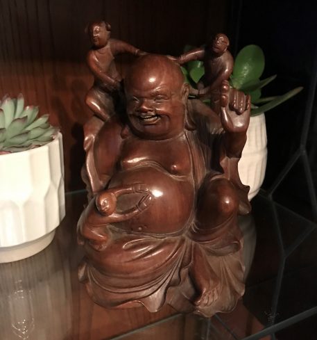A Chinese Happy Laughing Buddha Wood Carving - Image 3