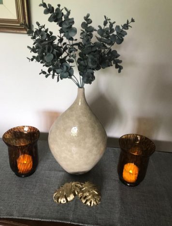 A Sculptural Mottled Cream Vase With A Tapered Neck - SOLD!
