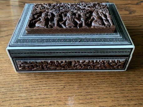Anglo Indian Finely Carved Sandalwood & Sedeli Mosaic Box - Image 5