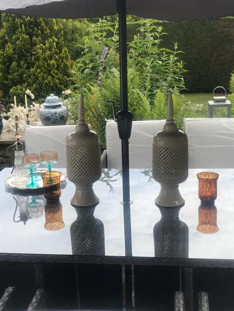 Pair of Tortoiseshell Glass Vases / Candleholders - Image 2