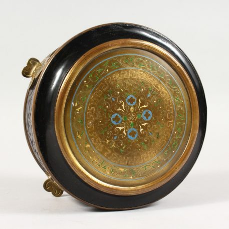 A 19th Century (1880/1890) French Ebony and Brass Circular Casket / Box - Image 2