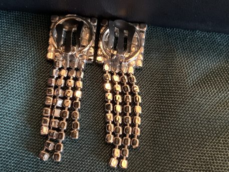 Art Deco Design Style Diamente Clip-On Earrings - Image 3