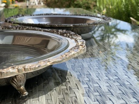 Pair of Vintage Silver-plated Round Gadroon Serving platters - Image 9