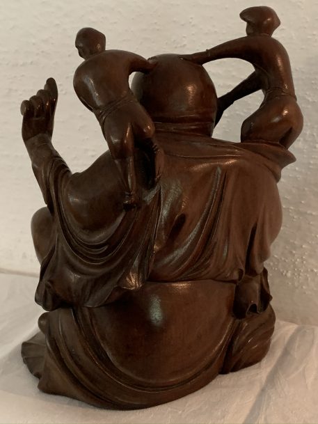 A Chinese Happy Laughing Buddha Wood Carving - Image 11