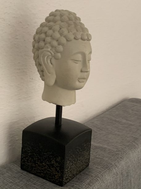 A Carved Stone Effect coloured Buddha Head on Plinth - SOLD! - Image 9