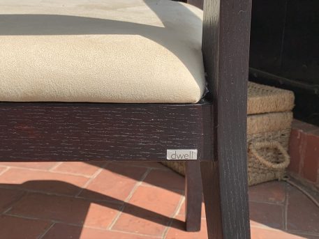 Modern Ebonised Desk Chair With Suede Upholstered Seat - Image 8