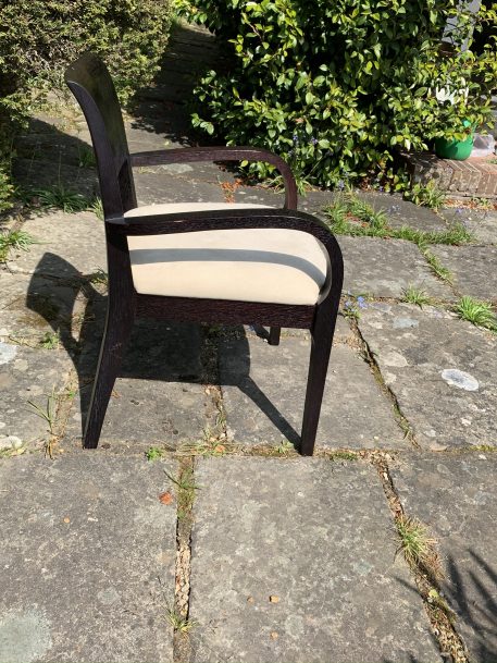 Modern Ebonised Desk Chair With Suede Upholstered Seat - Image 3