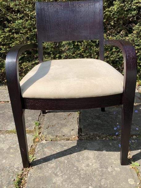 Modern Ebonised Desk Chair With Suede Upholstered Seat - Image 4