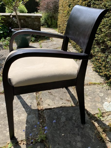 Modern Ebonised Desk Chair With Suede Upholstered Seat - Image 2