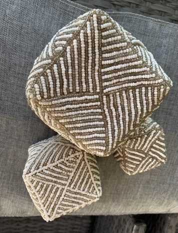 Three Attractive Wicker & Beaded Storage Containers