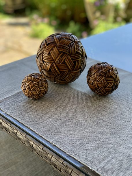 Three Decorative Wooden Orbs Shaped like Twine - Image 3