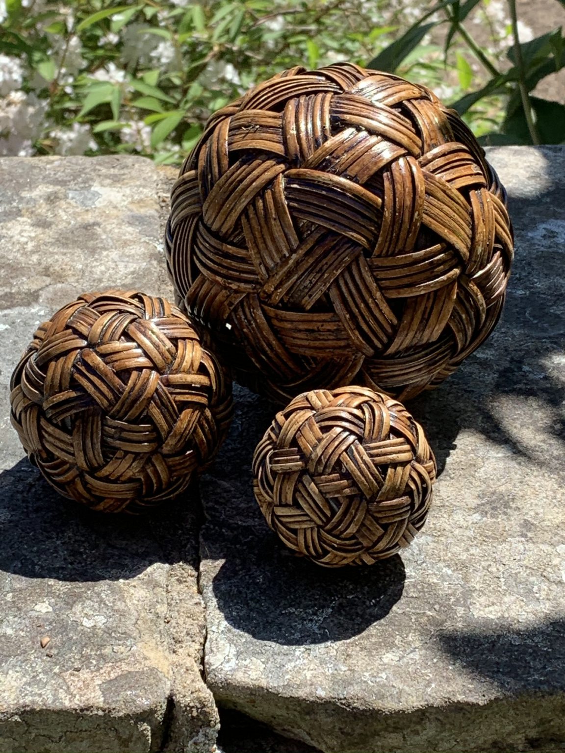 Three Decorative Wooden Orbs Shaped like Twine La BelleGray