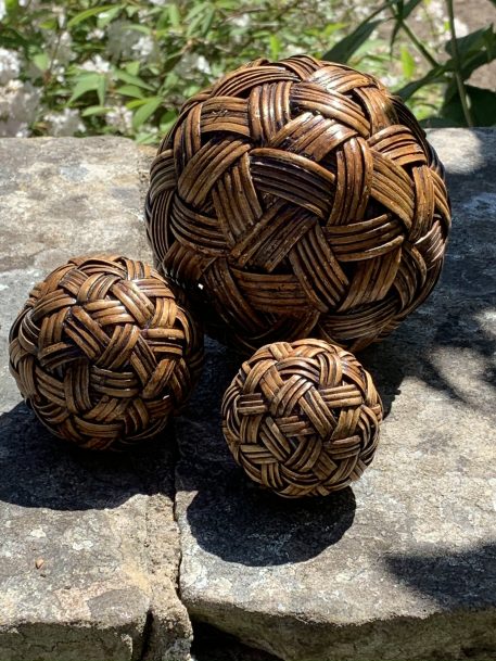 Three Decorative Wooden Orbs Shaped like Twine - Image 2