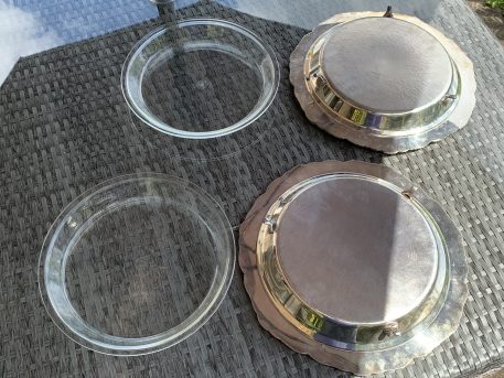 Pair of Vintage Silver-plated Round Gadroon Serving platters - Image 10