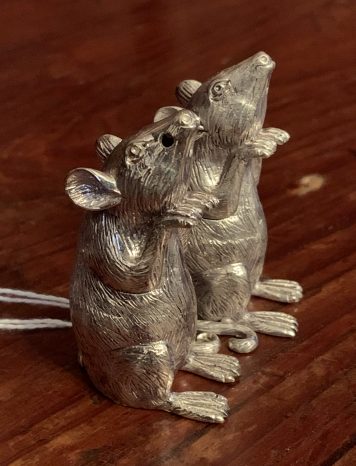 A Pair of Heavy Silver Mice Salt & Peppers - SOLD!