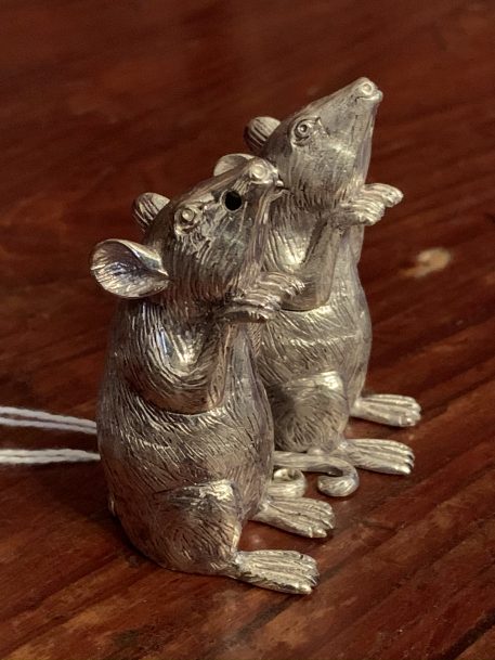 A Pair of Heavy Silver Mice Salt & Peppers - SOLD!