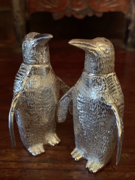 Pair of Novelty Silver Plated Penguin Salt & Peppers - SOLD!
