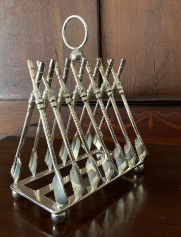 Silver Plated Toast Rack/Letter Rack with crossed Oars