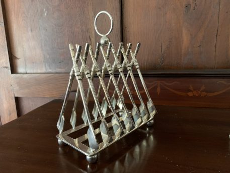 Silver Plated Toast Rack/Letter Rack with crossed Oars