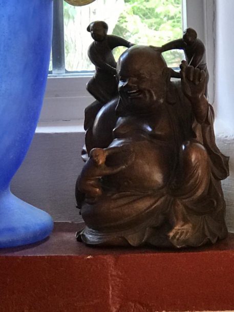 A Chinese Happy Laughing Buddha Wood Carving - Image 8