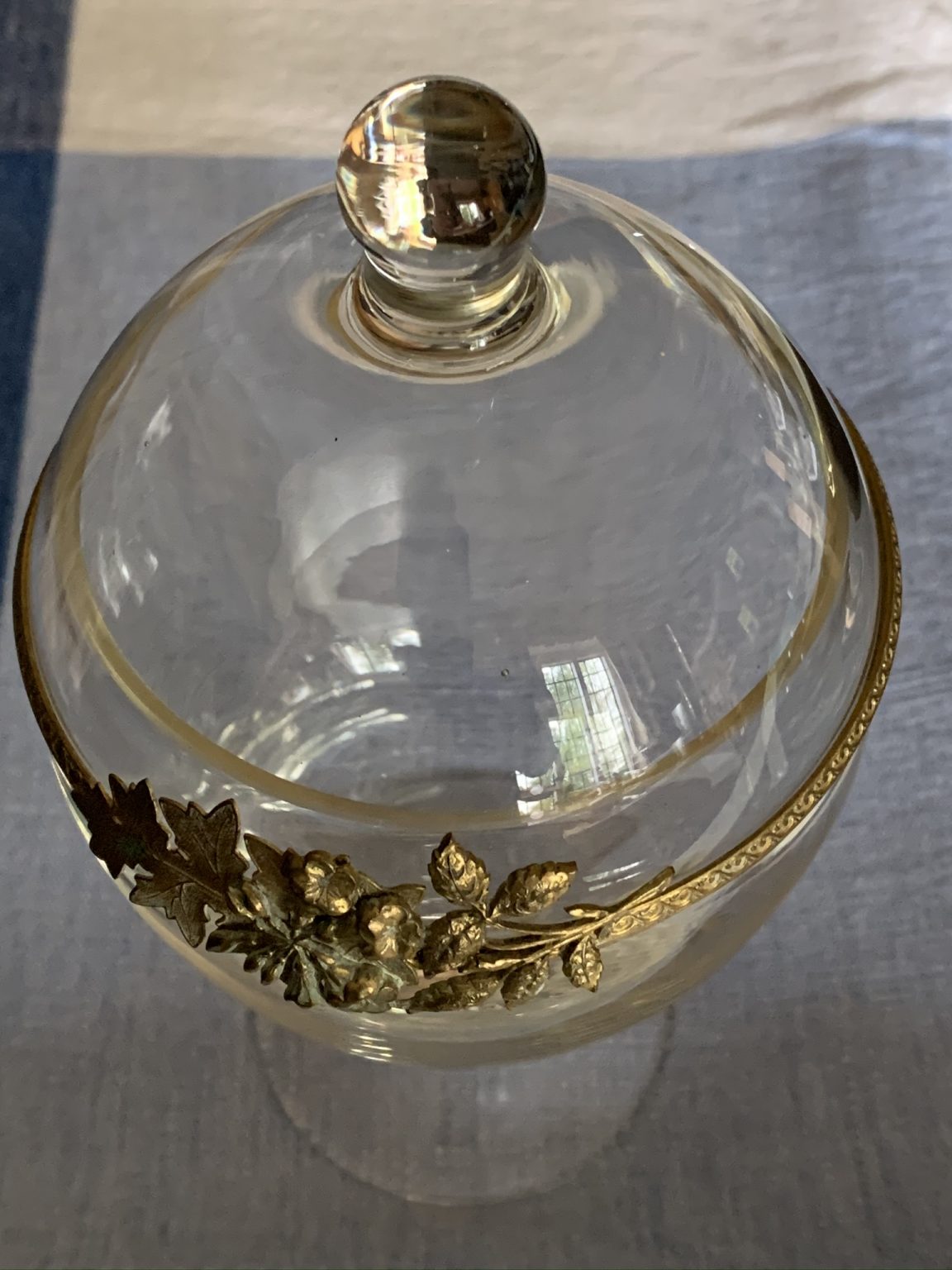 An Apothecary Glass Vase With Lid and Gilt Decoration SOLD! La
