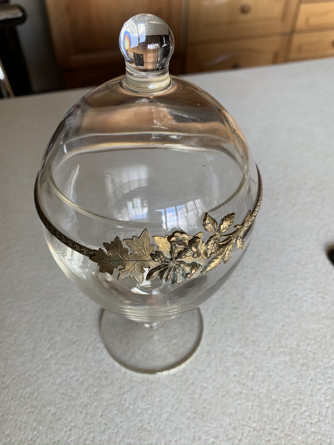 An Apothecary Glass Vase With Lid and Gilt Decoration SOLD! La