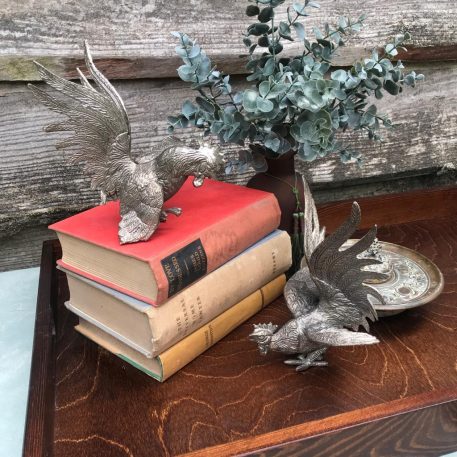 A Vintage Pair of Silver Plated French Fighting Cockerels - Image 2