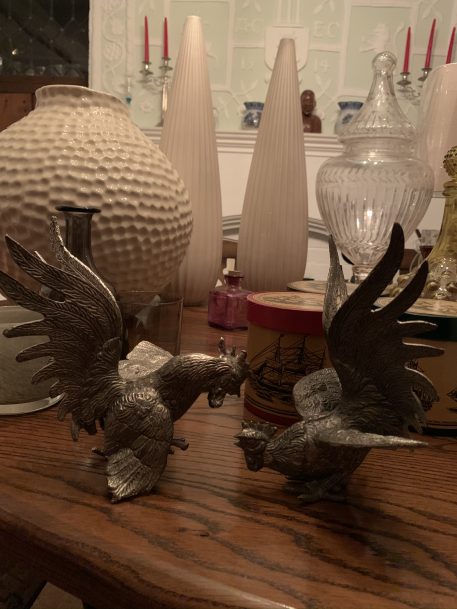 A Vintage Pair of Silver Plated French Fighting Cockerels - Image 3