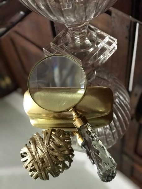 A Large Cut Glass Handle Magnifying Glass with Brass Outer Ring and Trim - Image 5