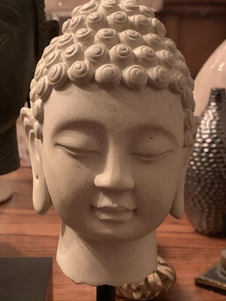 A Carved Stone Effect coloured Buddha Head on Plinth - SOLD! - Image 2