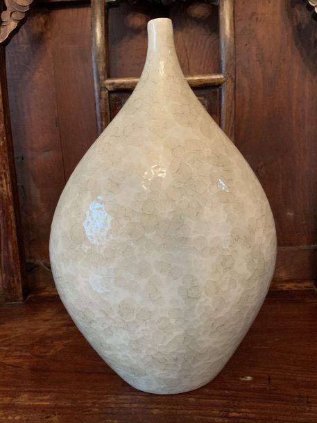A Sculptural Mottled Cream Vase With A Tapered Neck - SOLD! - Image 4