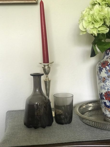 Saint-Louis (France) Grey Etched Decanter & Glass - Image 2