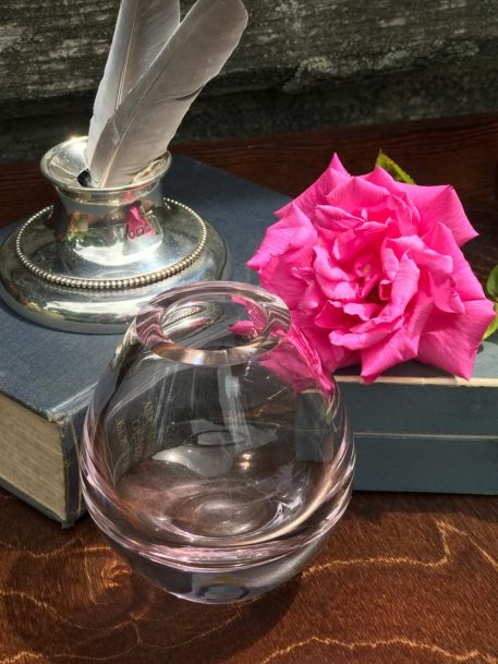 Contemporary Small Glass Posy Vase with a Pink Hue