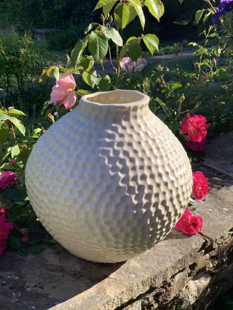 A Large Scandinavian Style Design Cream Vase with a Dimple effect - SOLD! - Image 6
