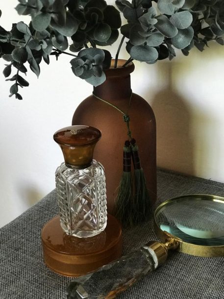 Gorgeous Brown Apothecary Style Glass bottle with Green Tassel - Image 2