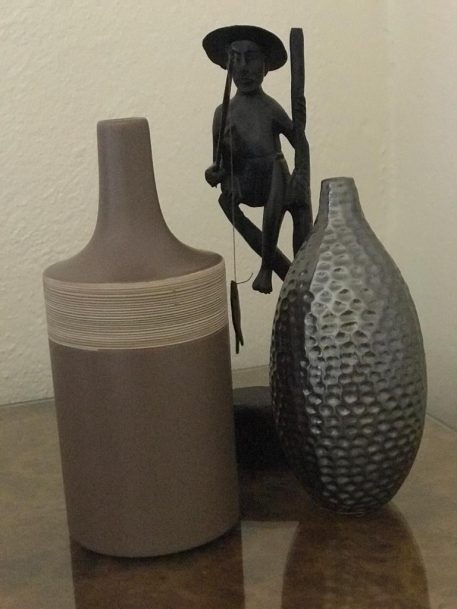 A Beautiful Small Metallic Dimpled Grey Glass Vase - Image 2