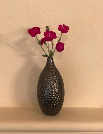 A Beautiful Small Metallic Dimpled Grey Glass Vase