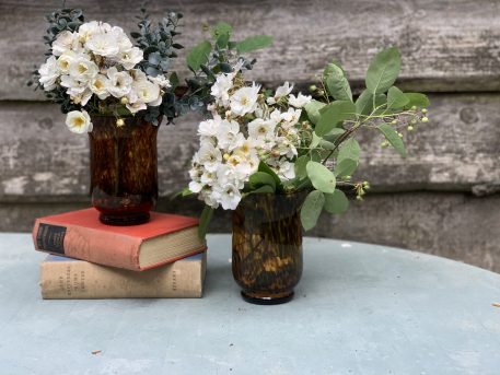 Pair of Tortoiseshell Glass Vases / Candleholders - Image 3
